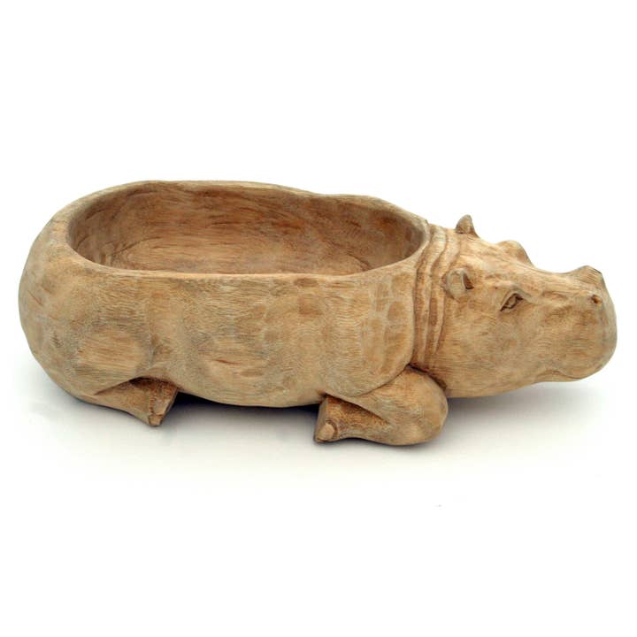 Housewares & Tabletops by Contrast Inc. - Wholesale Serve Bowl - Hand Carved Wood Hippo Bowl