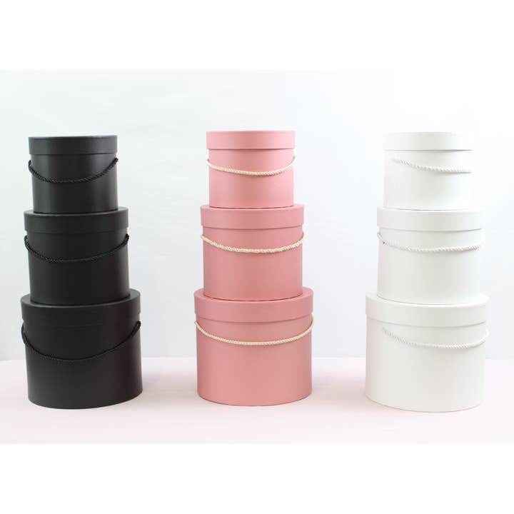 Elegant Design Supply - Wholesale Gift Box - Basic Round Flower Hat Box with Lid - Various Colors and Sizes - For Luxury Flower / Gift / Chocolate Strawberries Arrangements