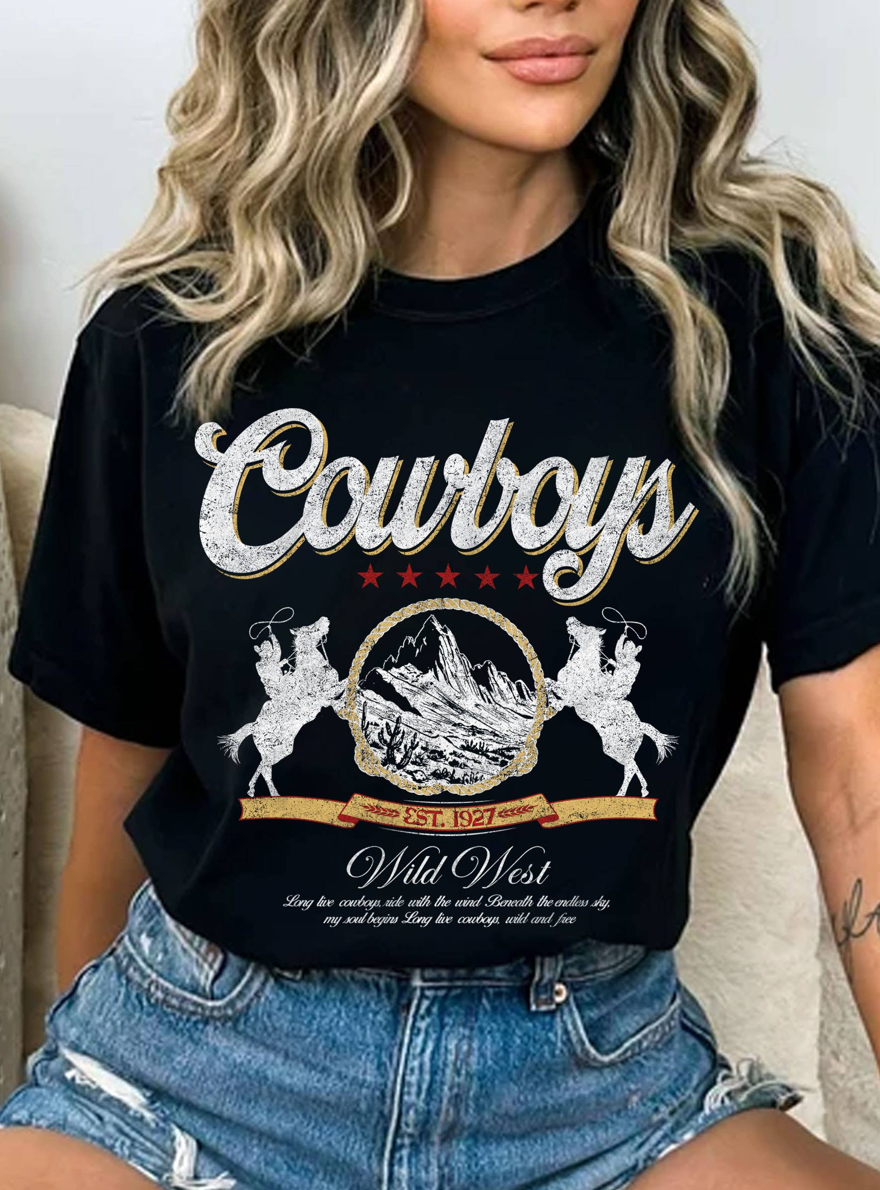 Rustee Clothing - Wholesale Screen Printed T-Shirt - Unisex - COWBOY WILD WEST GRAPHIC T SHIRTS1