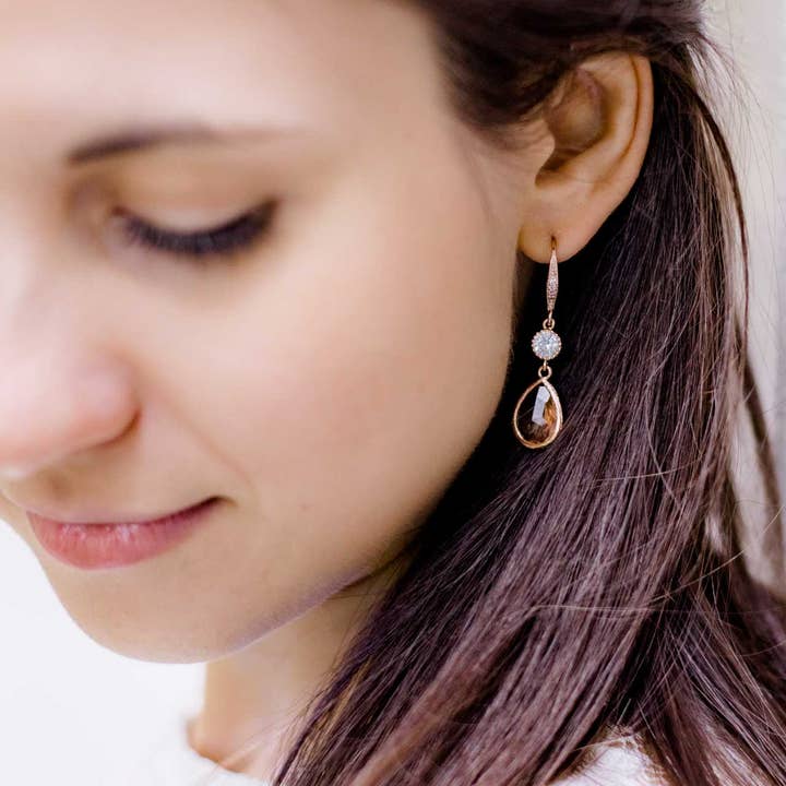 Catalea - Venta al por mayor Pendientes colgantes - Pendientes Bari oro rosa melocotón1