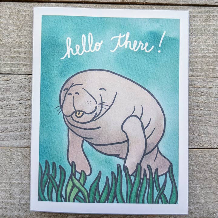 Cartão Olá Peixe-boi por atacado de Ink Delights