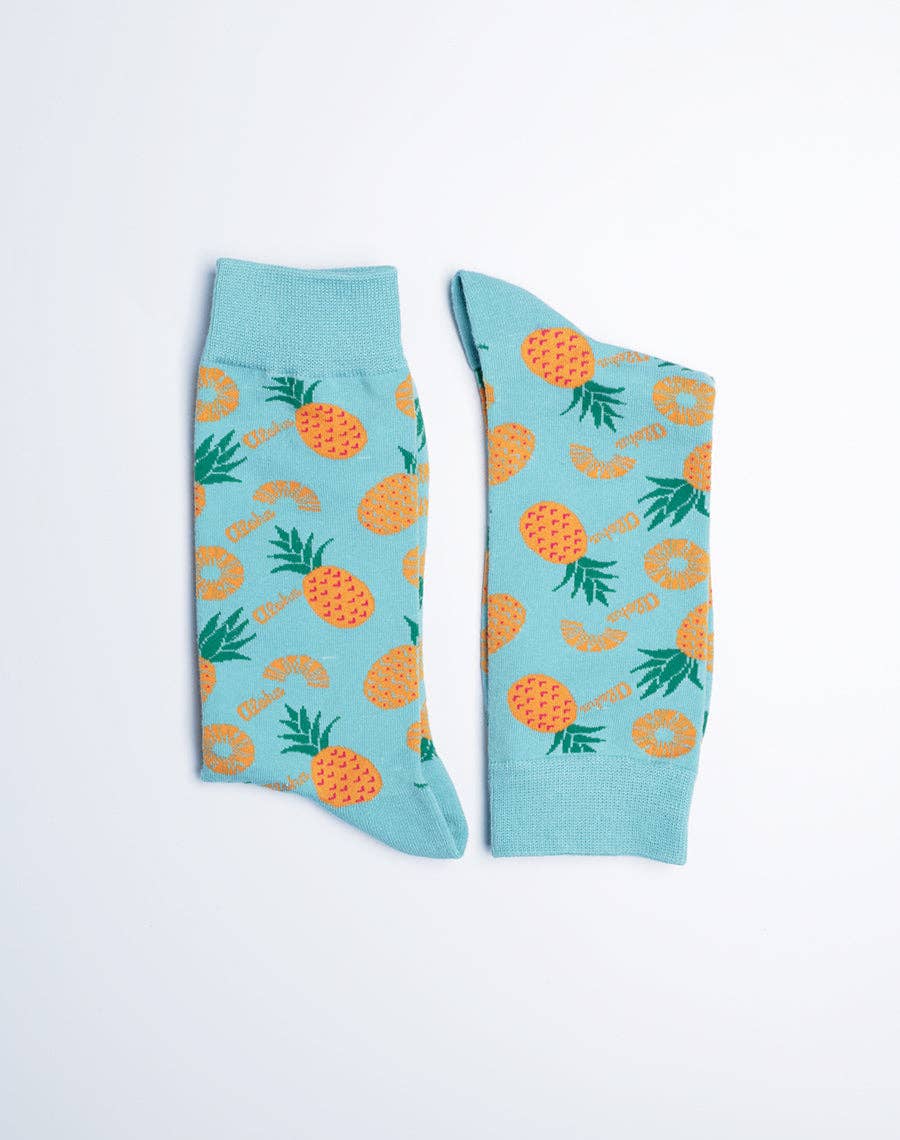 Just Fun Socks - Wholesale Socks - Men's - Men's Aloha Pineapple Tropical Crew Socks1