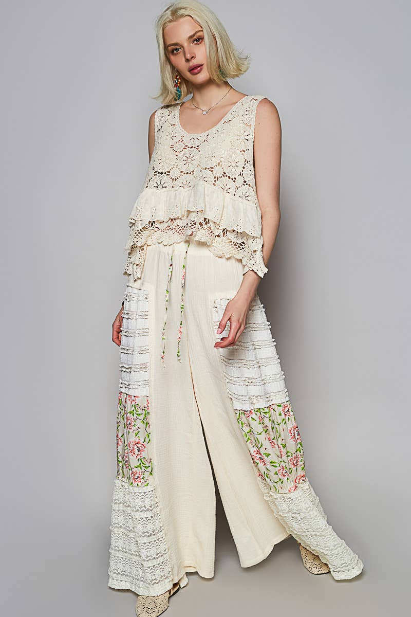 Pol Clothing - Vente Chemisier – femme - Haut en crochet à œillets brodé à volants et col rond9