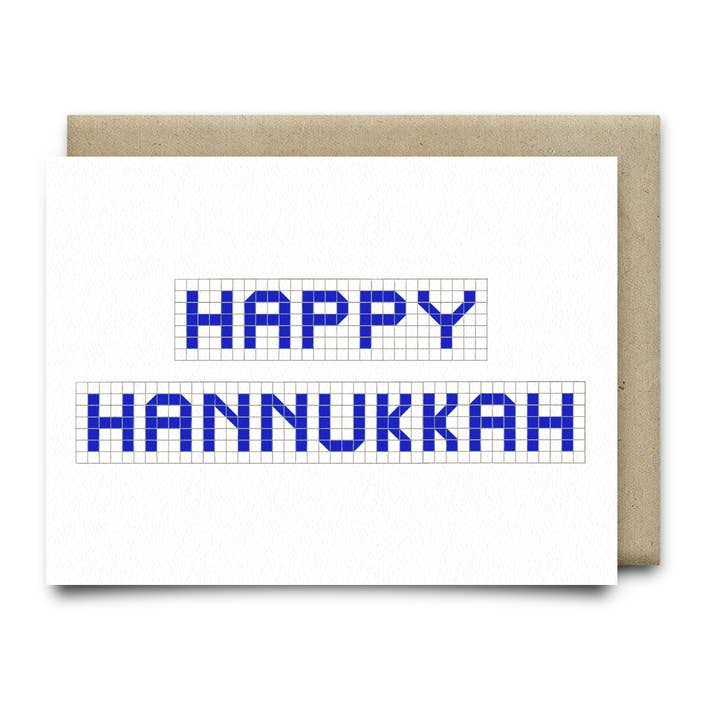 Happy Hanukkah | Tarjeta de azulejo azul de Houston para venta al por mayor de Anvil Cards
