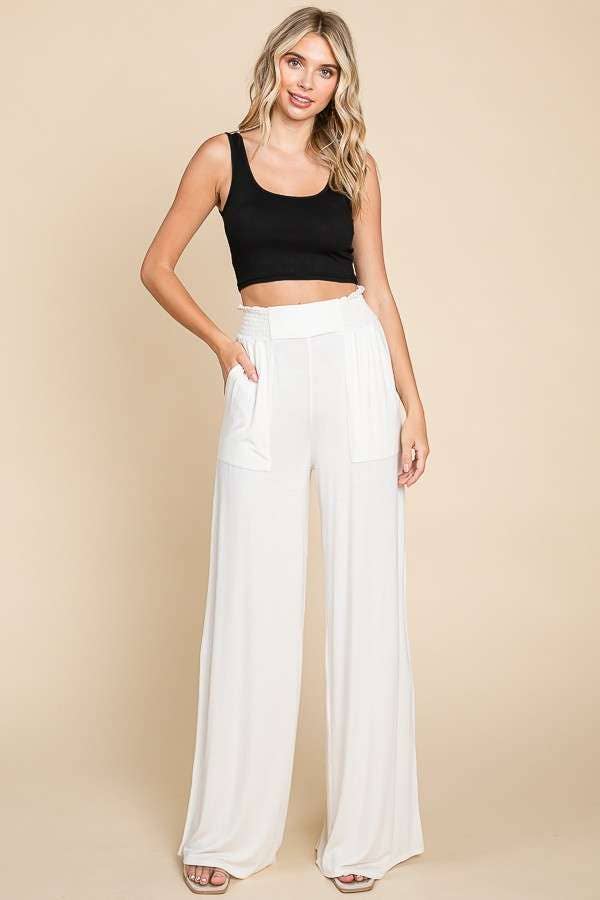 Culture Code - Wholesale Pants - Women's - CAP1848 - SMOCKING WAIST WIDE POCKET PANTS6