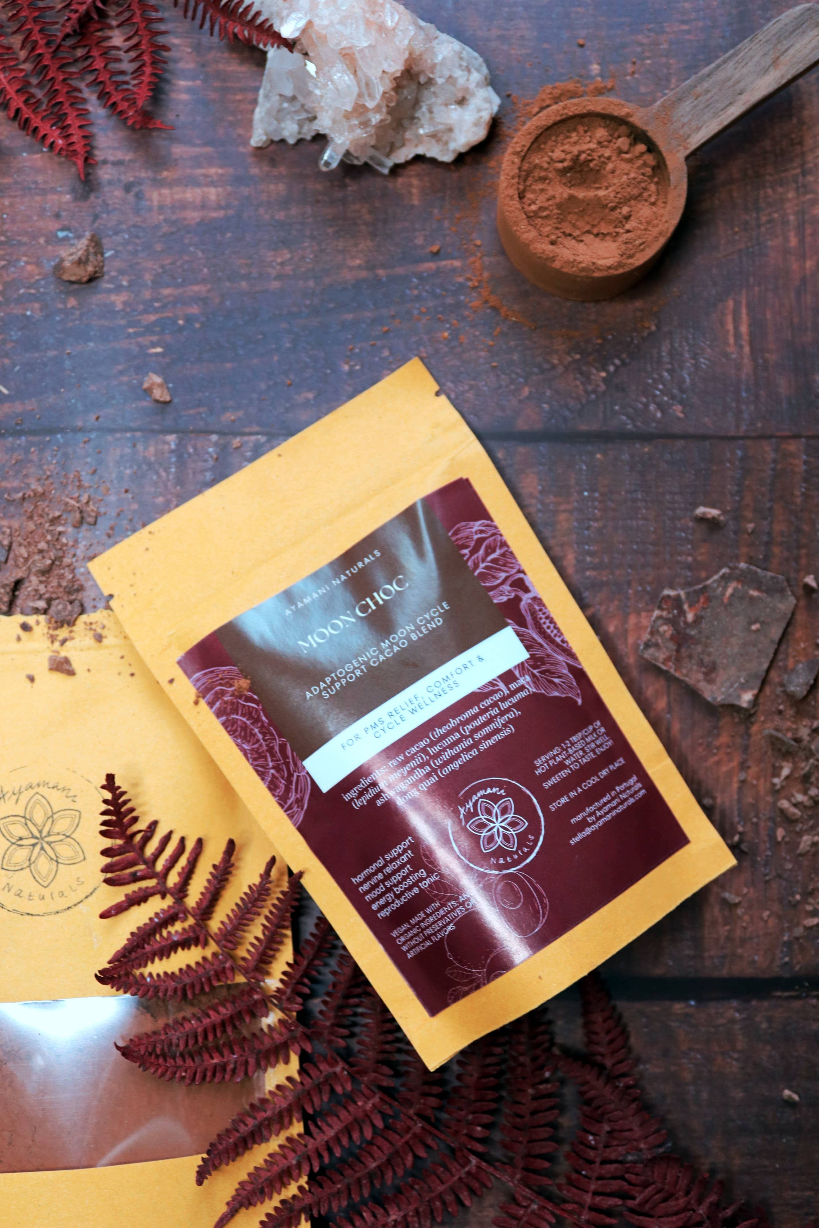 Ayamani Naturals - Wholesale Hot Cocoa Mix/Kit - Moon Choc PMS Relief Hot Chocolate, Fair Trade Cacao2