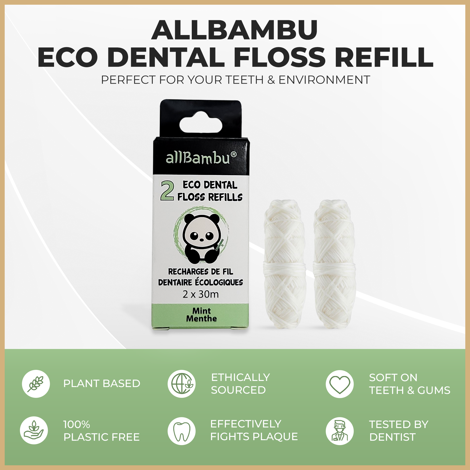 allBambu Inc - Wholesale Floss - Eco Dental Floss Refills - Mint3