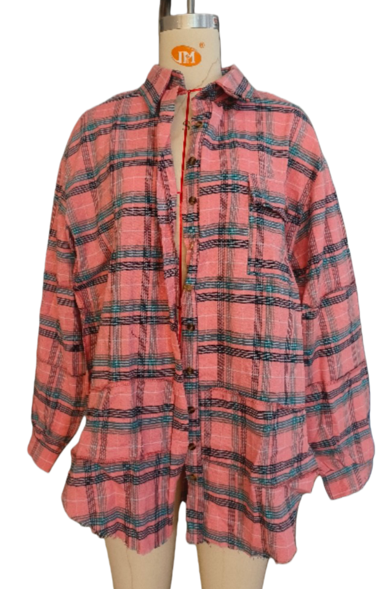 Rosa Clothing - Wholesale Shirt Jacket/Shacket - Women's - Plaid shirt oversized Long Shacket 7 colors0