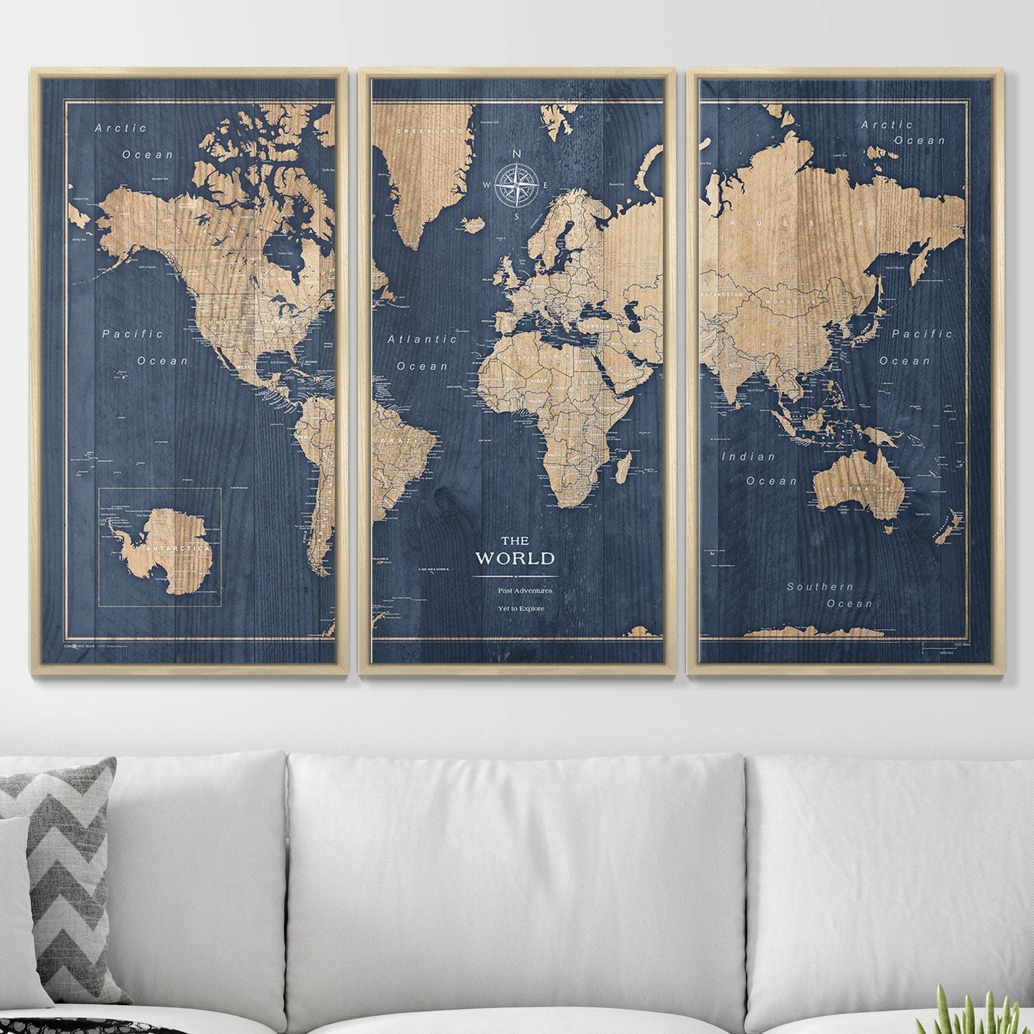 Conquest Maps - Wholesale Map - Push Pin World Map Pin Board - Deep-Sea Drift - Pins Included!19