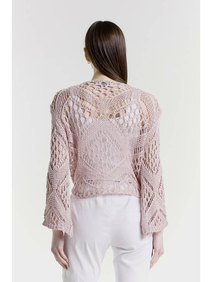 TINA Stephens Italy/Tees By Tina - Wholesale Cardigan - Women's - Kandra Open Knit Tie Front Bolero (CLS303)