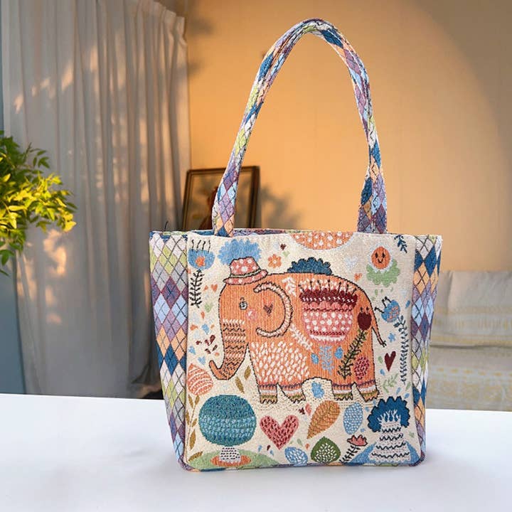 Funkyrel® Atzbranding Limited - Wholesale Tote bag – Women's - Cosbai - Geometric Lace Botanical & Animal Canvas Tote4