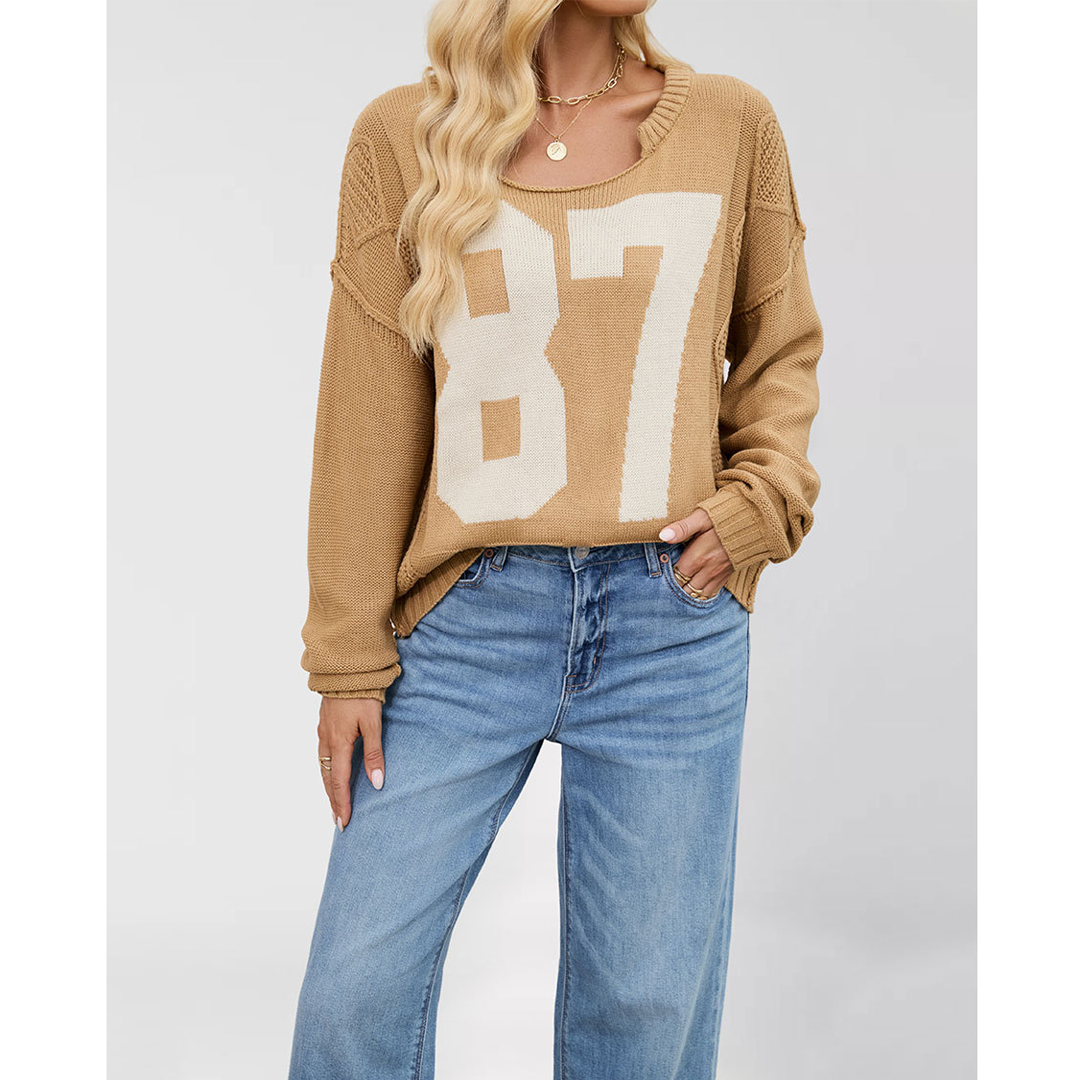 UNISHE - Wholesale Knit Sweater - Women's - Digital Colorblock Long Sleeve Knit Pullover Sweater SF12713