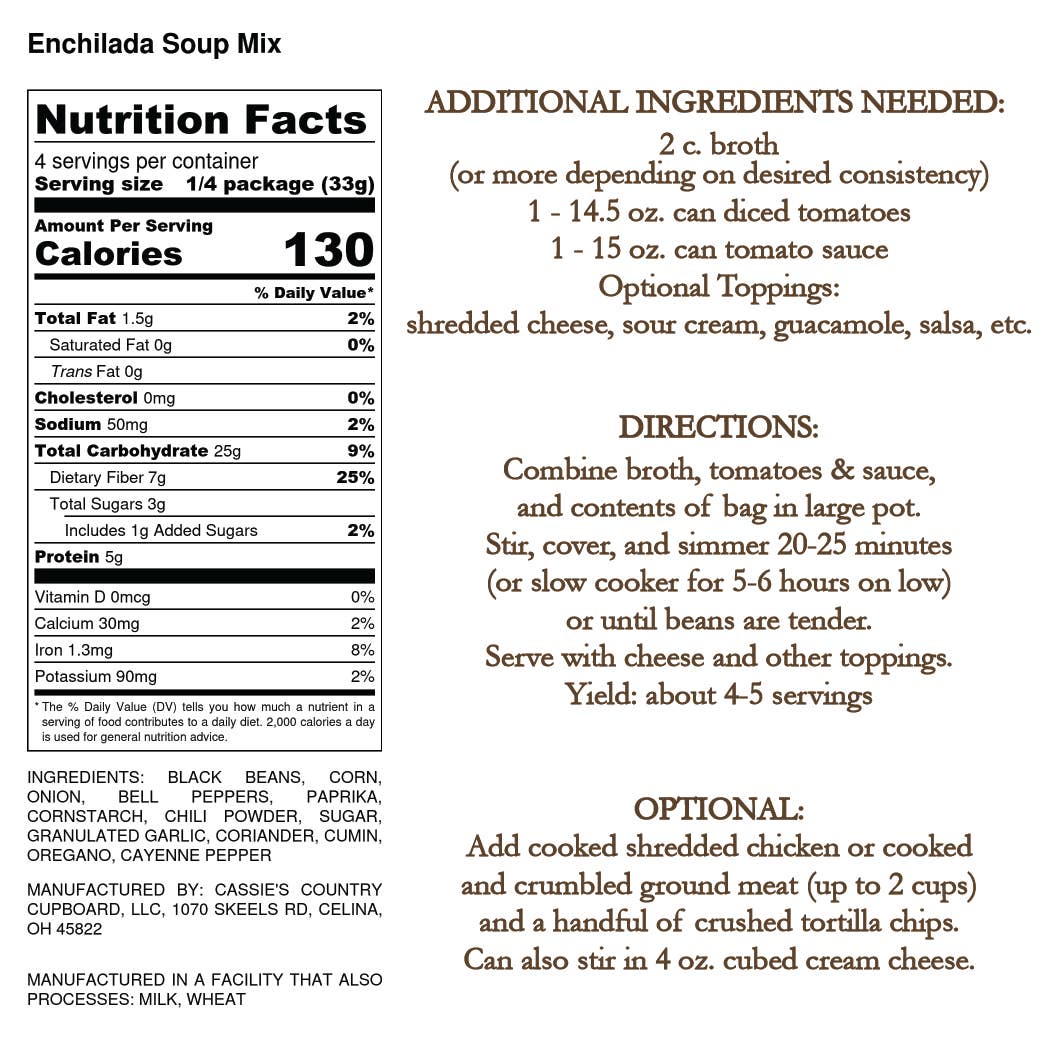 Cassie's Country Cupboard - Wholesale Soup - Enchilada Soup Mix3