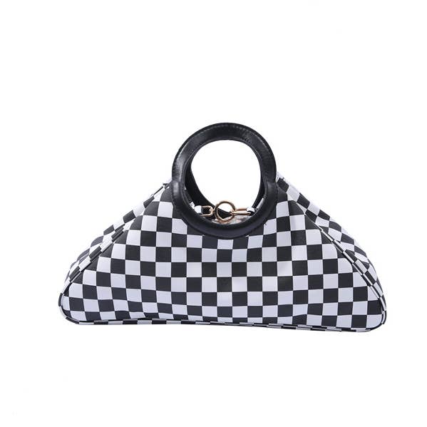 Borsa da donna con manico superiore con stampa a quadretti per la vendita all'ingrosso da parte di Nima Accessories Inc