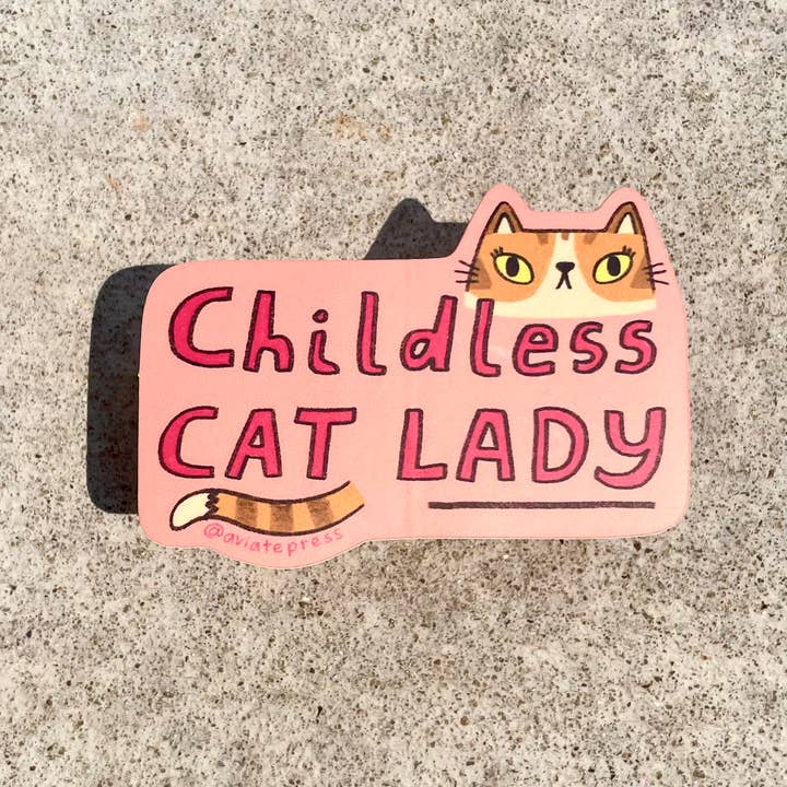 Aviate Press - Wholesale Sticker - Liberal Childless Cat Lady Decorative Vinyl Sticker3