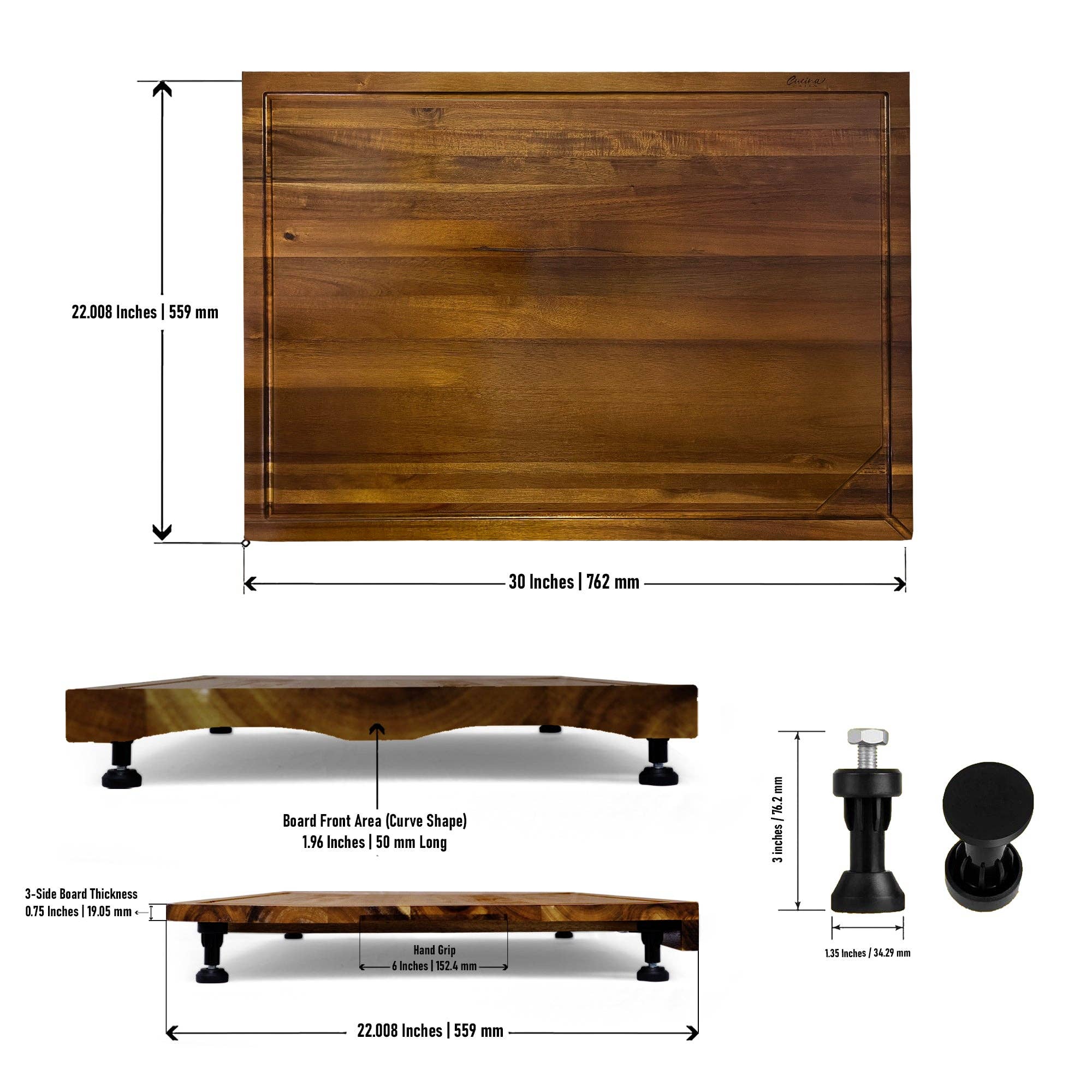 CUCINA GREEN - Vendita all'ingrosso Taglieri - Tappo per tagliatelle in legno di acacia da 30", coperchio, taglio e cucitura8