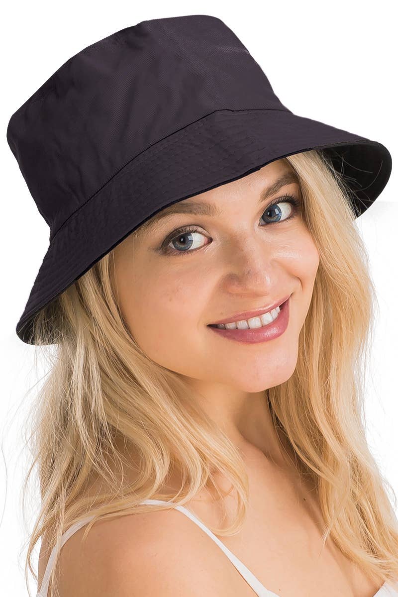 Cap Zone - Vente Bob – unisexe - Chapeau seau en coton uni réversible à fond noir6