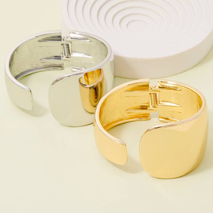 Smooth Flat Hinged Cuff Bracelet for wholesale by The Looks by Fame Accessories