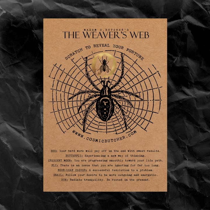 Cosmic Butcher - Wholesale Everyday Greeting Card - “WEAVER'S WEB” Scratch Off Fortune Affirmation Spider Card3