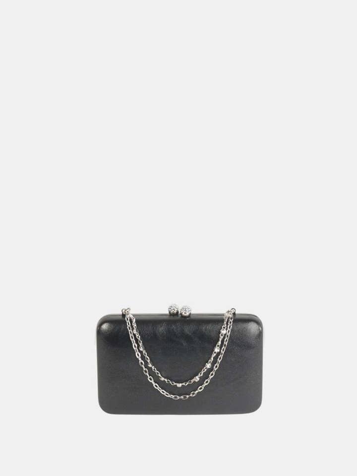 DELICATE PARTY BLACK PU CLUTCH for wholesale by Kbas