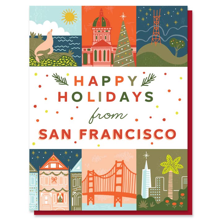 San Francisco Holiday Grid Card for wholesale by Paper Parasol Press