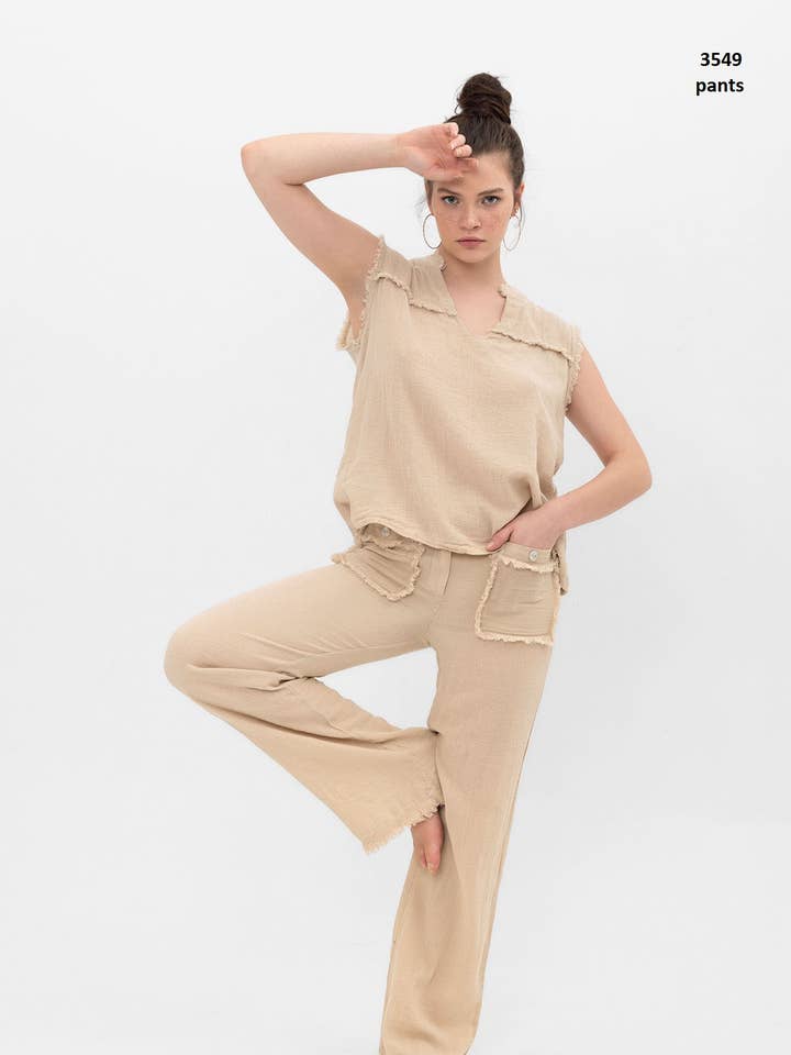 3549 Everyday Minimalist Cotton Women's Pants for wholesale by Blanca