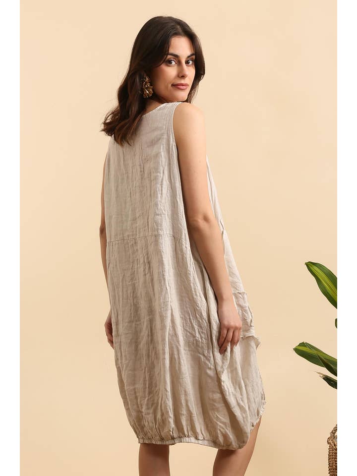 la maison des fibres naturelles - Wholesale Dress - Women's - dress with flower embroidery 28368 100% linen