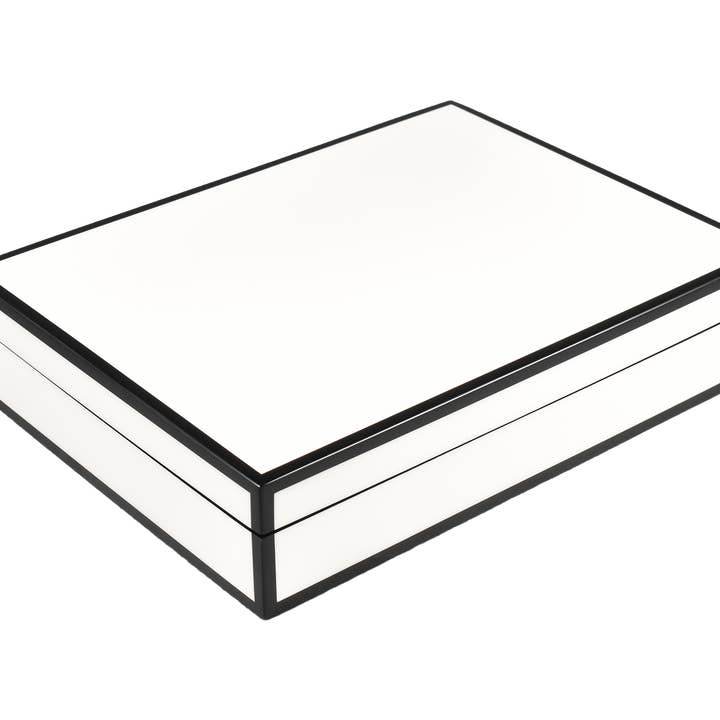 White with Black - Stationery Box - L-45FSWB for wholesale by Pacific Connections