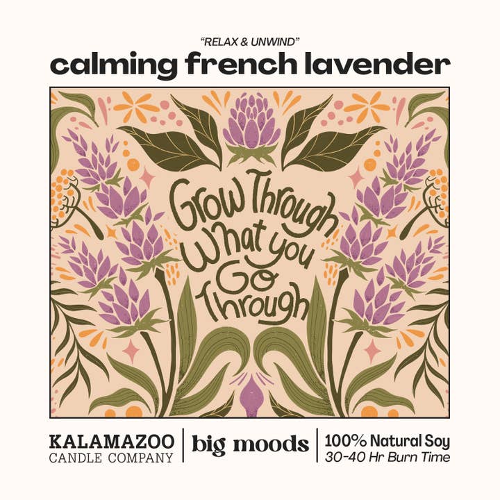 Big Moods - Wholesale Jar/Filled Candle - "Grow Through" Calming French Lavender - Luxury Soy Candle