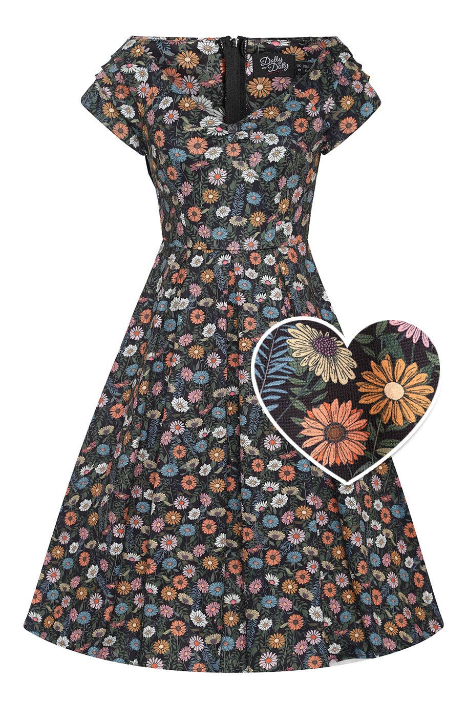 Dolly & Dotty – wholesale Dress – Women's – Lily Black Wildflower Off-Shoulder Dress0