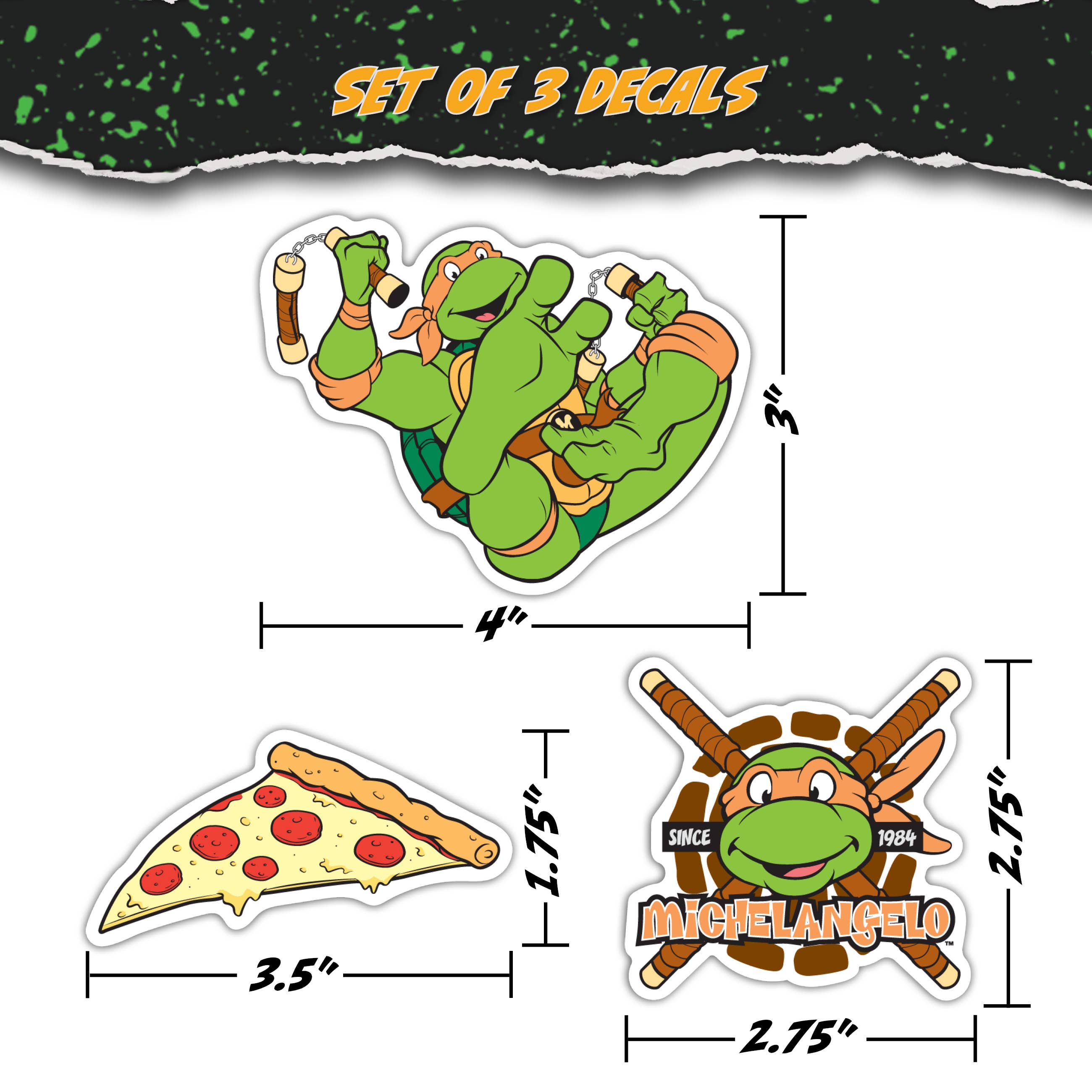 Decalcomania - Wholesale Sticker - Licensed TMNT Michelangelo Turtles Car Stickers Decals1