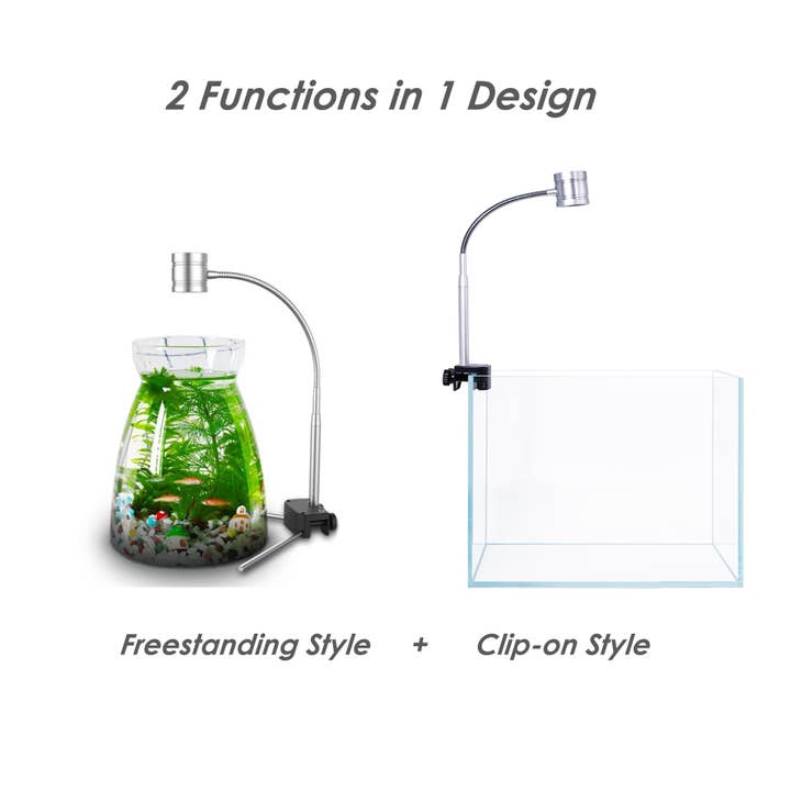 HIRO AQUATICS – Großhandel Akzent-/Schreibtischleuchte – 2-in-1-Vollspektrum-LED-Leuchte zum Aufstecken und Aufstecken für Aquarien