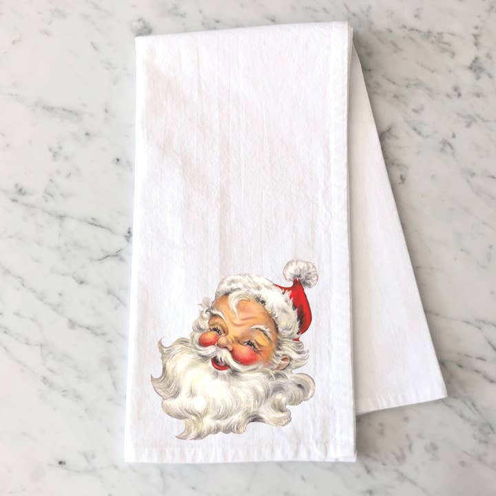 Vintage Santa Kitchen Towel for wholesale by Mississippi Mae Monograms