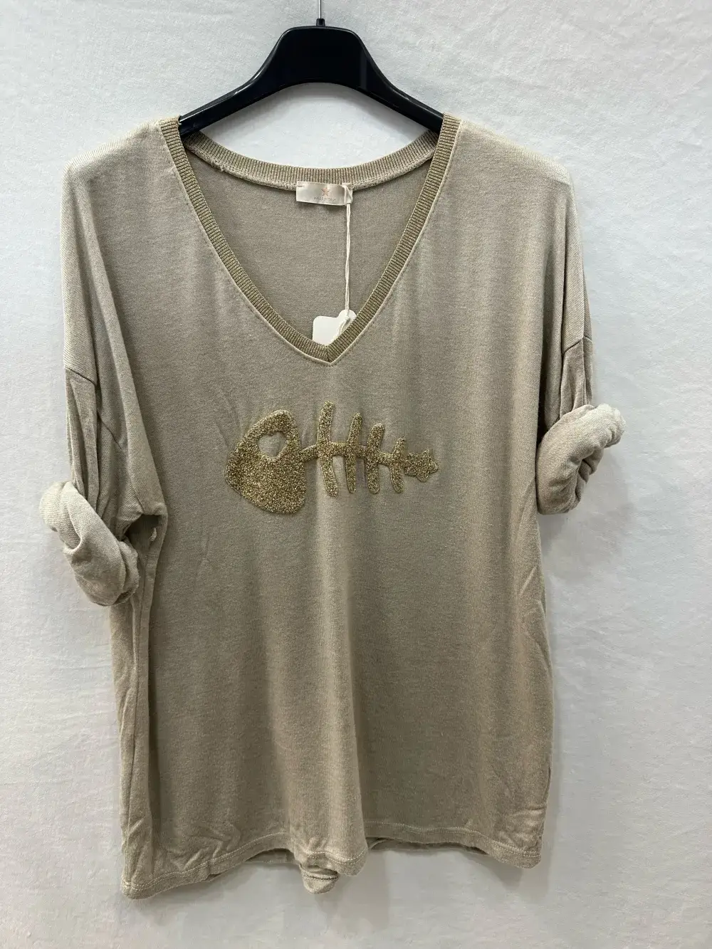 Mimi & Gogo - Wholesale Knit Sweater - Women's - Fine mesh embroidered big fish sweater lux @906443_PulGPoi10