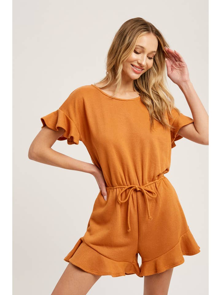 Bluivy - Wholesale Romper - Women's - Ruffle Hem Romper - Side Seam Pockets