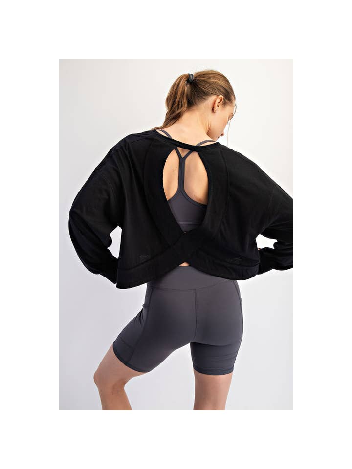 Rae Mode - Wholesale Lounge Top - Women's - COTTON SLUB OPEN BACK LONG SLEEVE TOP20