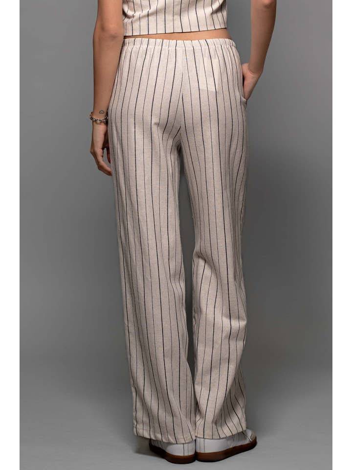 Urban Daizy - Wholesale Pants - Women's - Wide-Leg Linen Stripe Pants