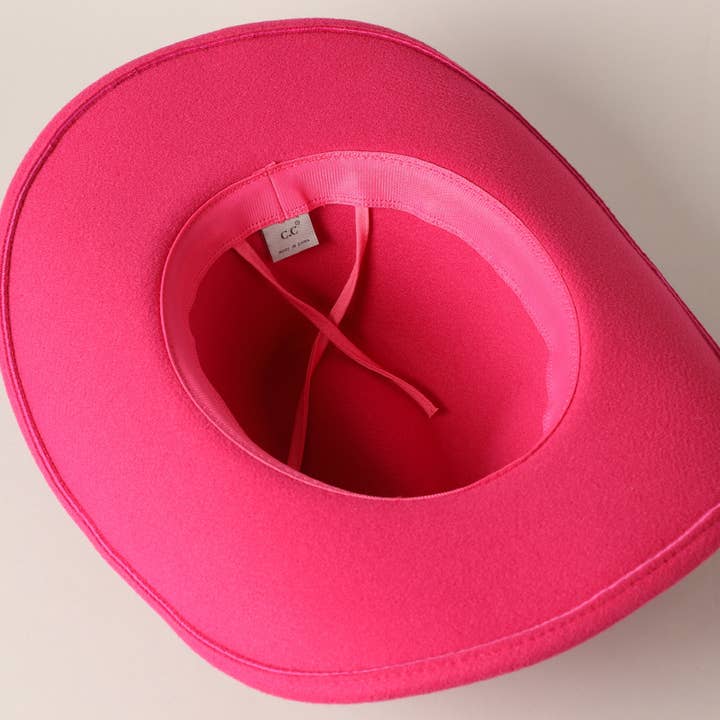 Fashion City - Wholesale Cowboy Hat - Women's - Vegan Felt Rhinestone String Cowboy Hat
