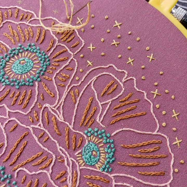 cozyblue handmade - Wholesale Embroidery/Cross Stitch Supplies - cosmic poppies embroidery kit