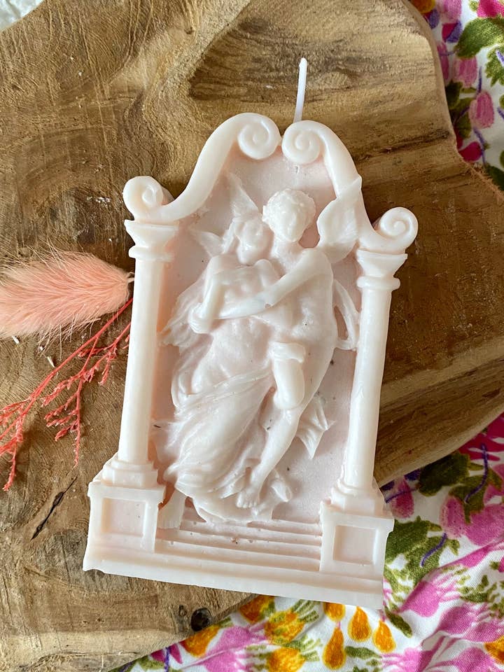 Pastel pink angel couple candle for wholesale by Meet me at the corner