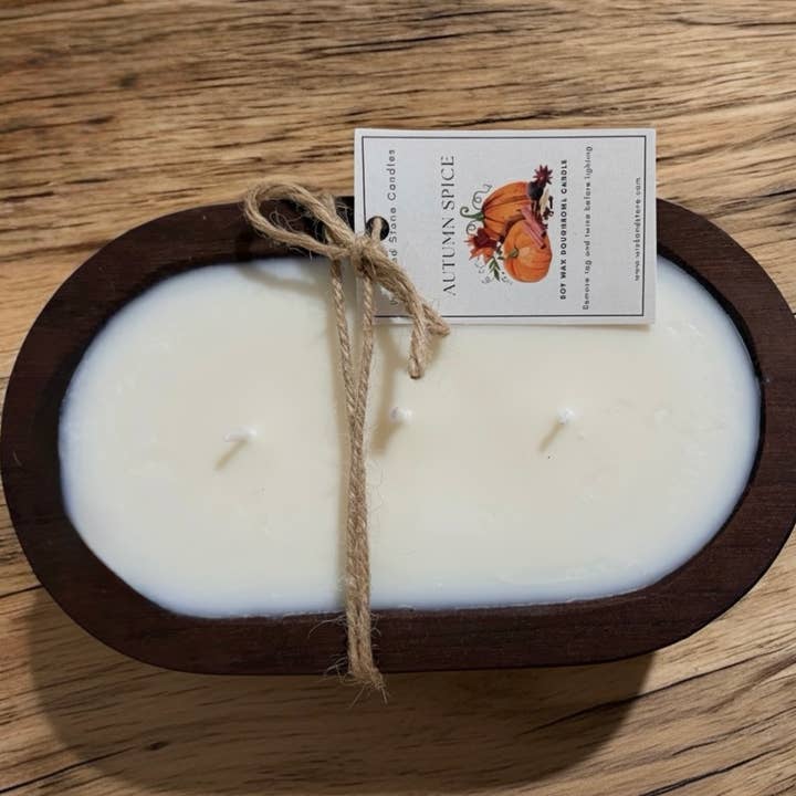 Autumn Spice Triple Wick Dough Bowl Candle for wholesale by Wick and Stone Candles