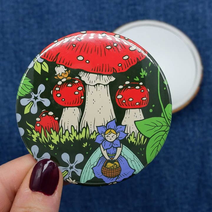 Toadstool Fairy - Pocket Mirror for wholesale by Cat Coven