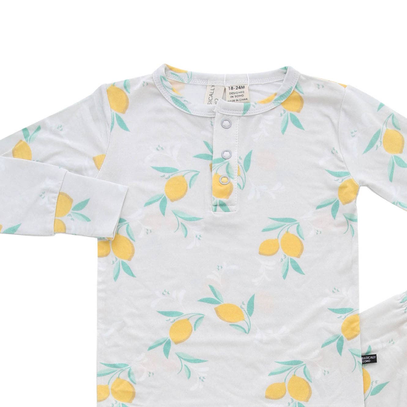 Basically Soho - Wholesale Sleepwear Set - Kids - Amalfi Coast Lemon Gray Two-Piece Set1