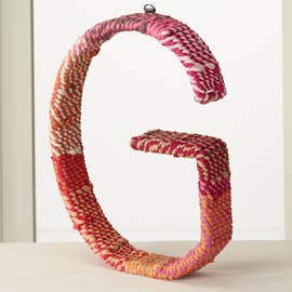 India Handicrafts Inc - Wholesale Decorative Tabletop Object - Colorful Iron Jute Letter (G)1