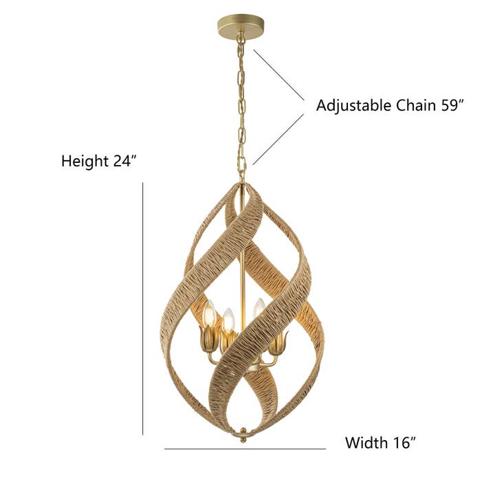 ELE Light & Decor - Wholesale Chandelier/Hanging Light - Elin 4-Light Contemporary Rattan Chandelier1