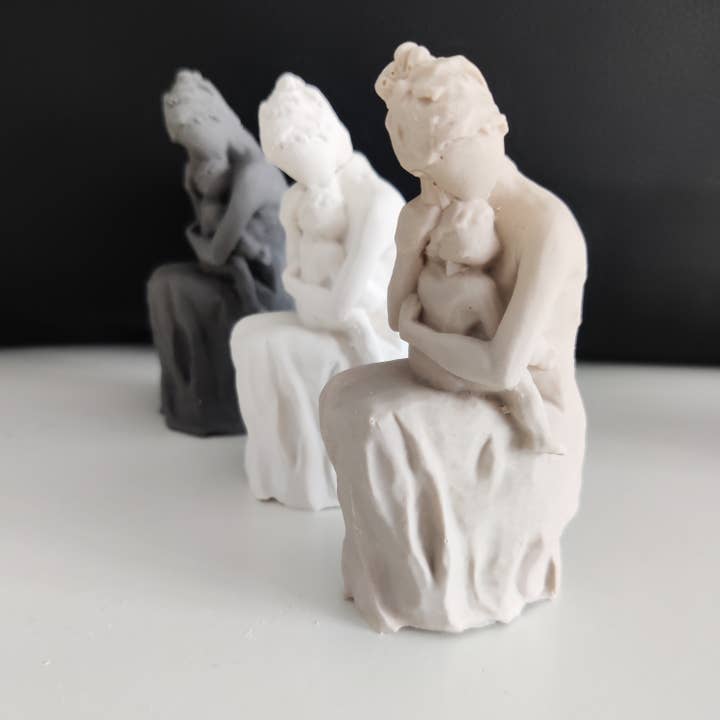 Mother and baby small concrete statue, bookshelf decoration for wholesale by The Sage Rose Studio