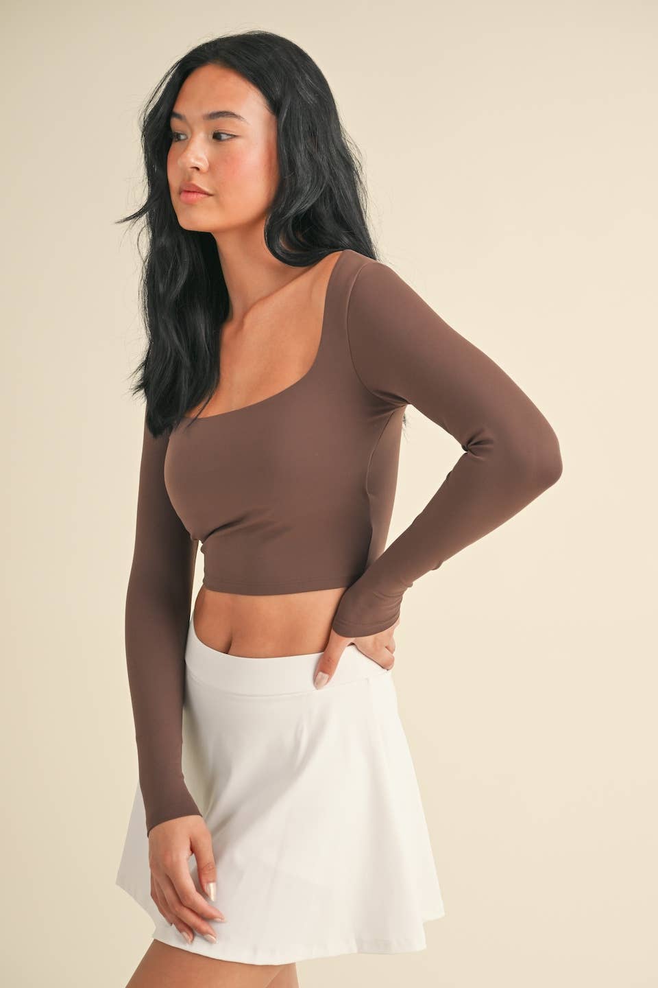 KIMBERLY C - Wholesale Athletic Top - Women's - Balletcore Long Sleeve Square Neck Top31