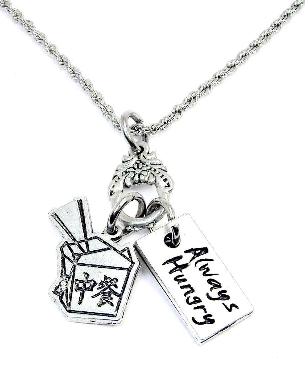 Chubby Chico Charms – Engroshandel Halskæde med vedhæng – Altid sulten kinesisk take away box Charm Holder halskæde1