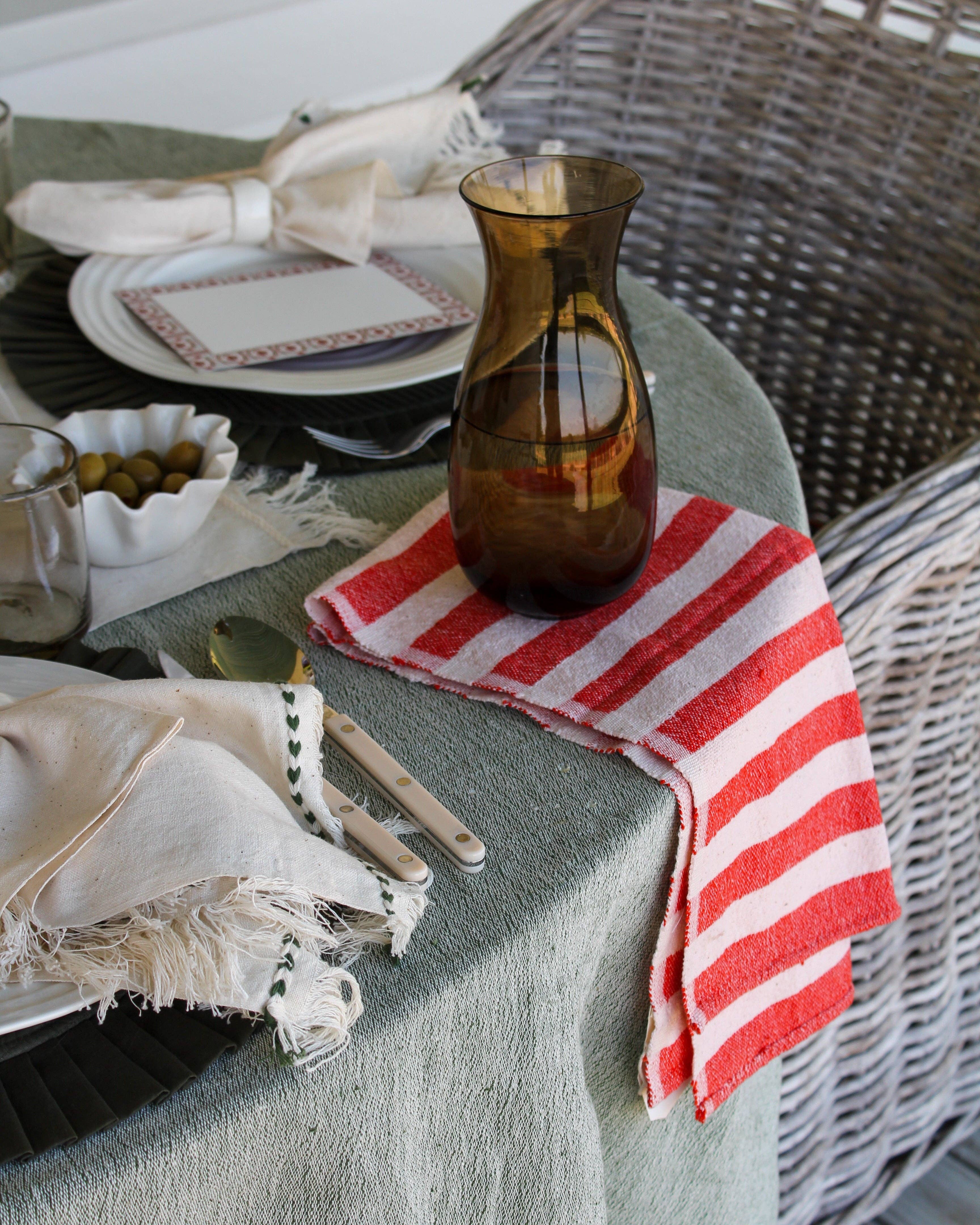 kd weave - Vente Essuie-mains - Serviette à main à rayures rouges1