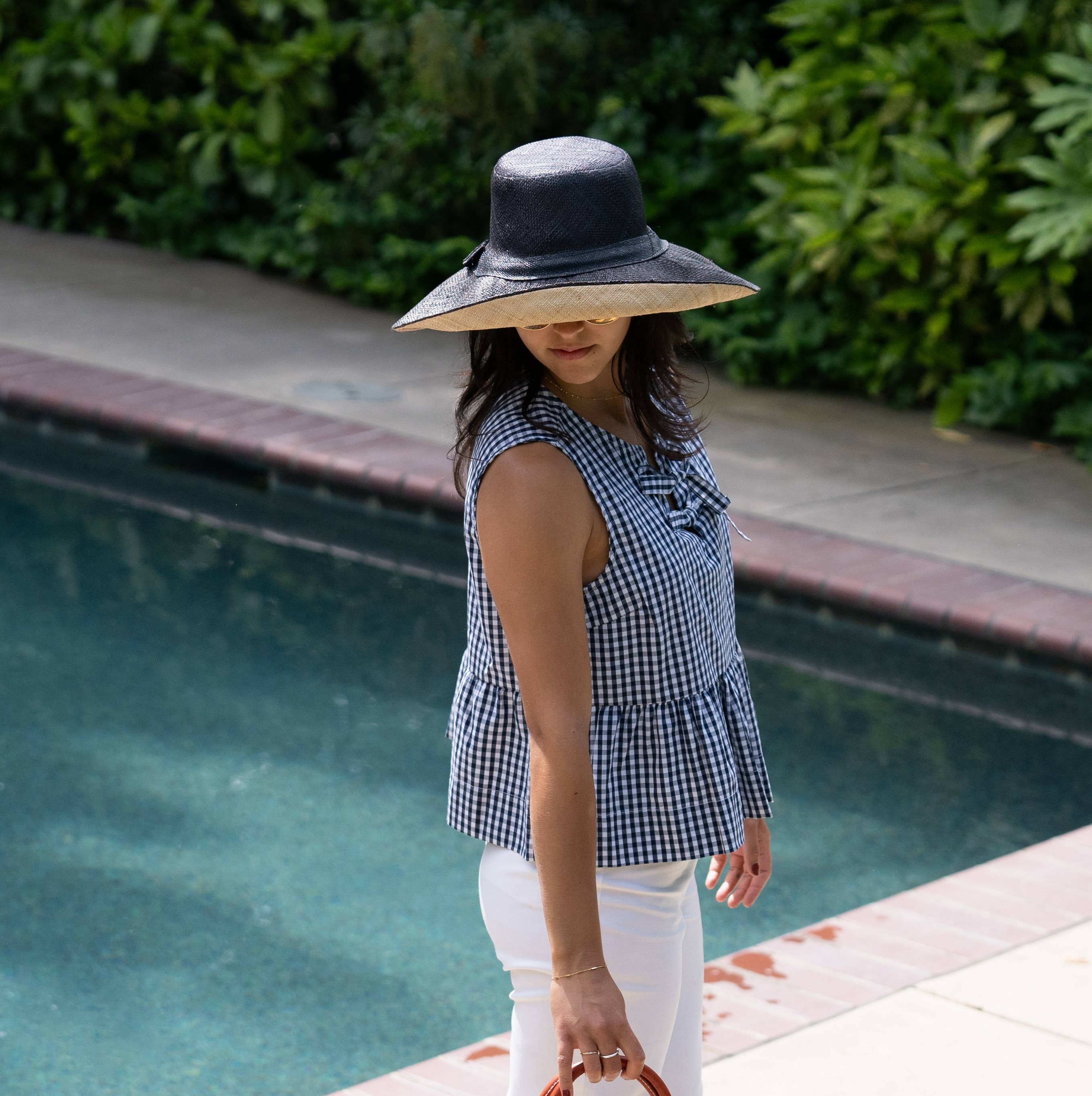 Shebobo – wholesale Straw hat – women's – Monica 5" & 7" Wide Brim Two Tone Packable Straw Sun Hats0